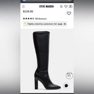 Steve Madden Black Knee-High Leather Aria Boot